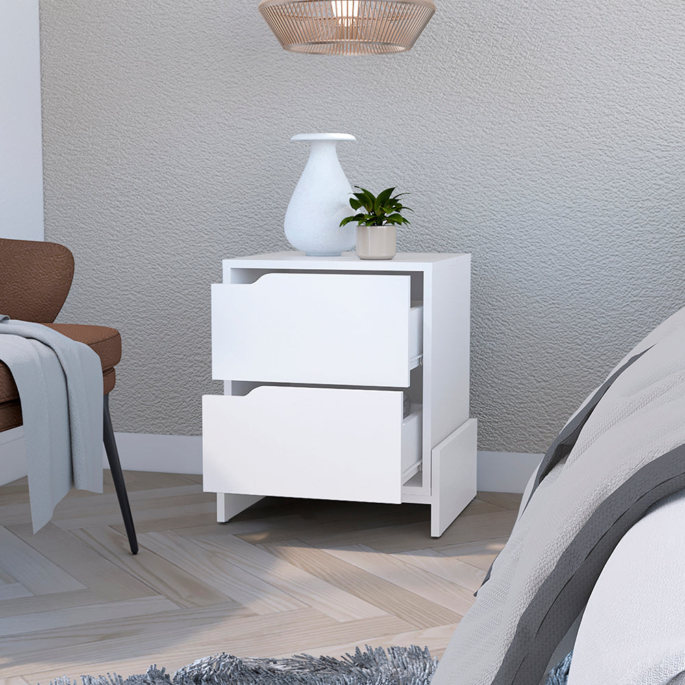 Nightstand Brookland, Bedside Table with Double Drawers and Sturdy